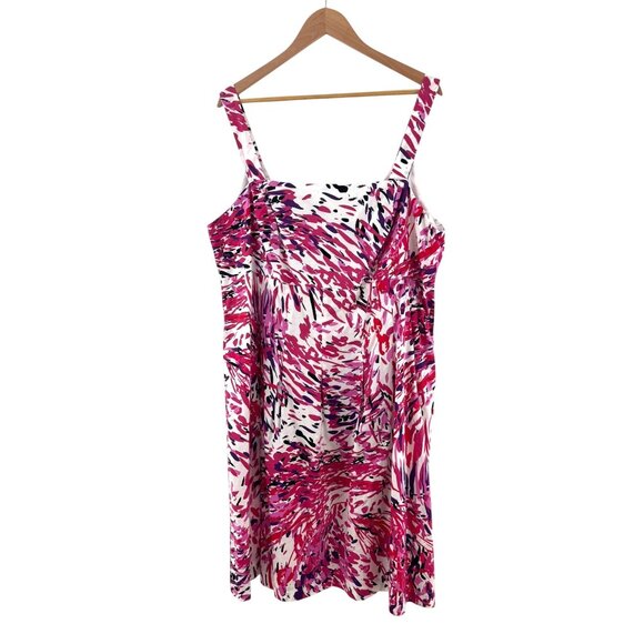 Pink Purple Painted Print Cotton Sundress Size 20W 2X Summer Dress Plus Size New - Picture 7 of 7